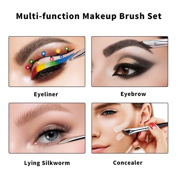 Eyeliner Brush Set, Fine Point, Sickle Ultra Thin Slanted Flat - Picture 8 of 11